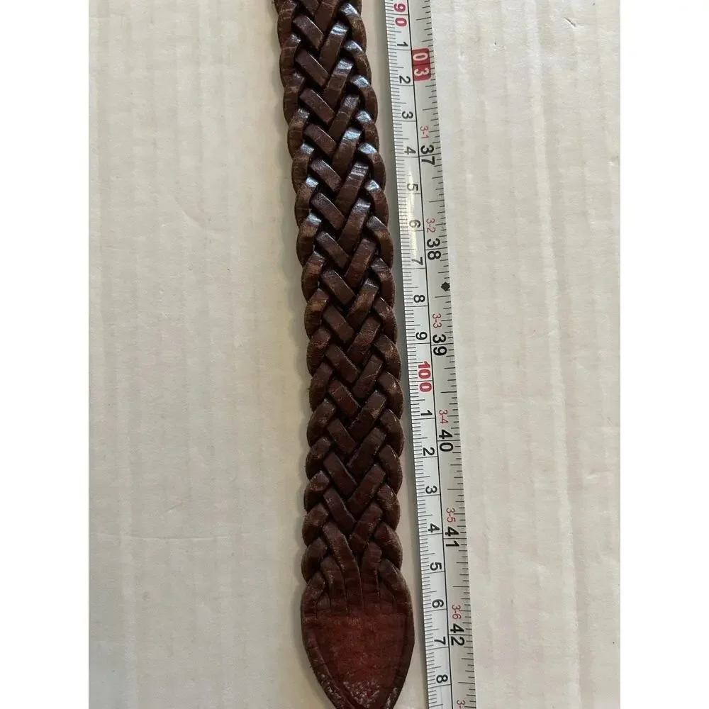 Brighton Brown Genuine Leather Braided Woven Belt Men's Size 36 Style 33113